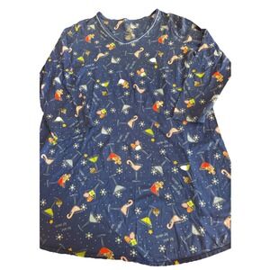 Nick & Nora Nightgown Womens‎ Sleep Shirt Christmas Holiday Martini XL 2X FLAW